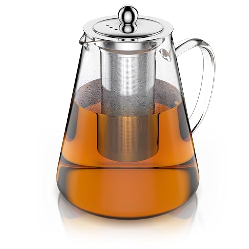 Arendo - Teekanne Glas mit Sieb - 1200 ml –...