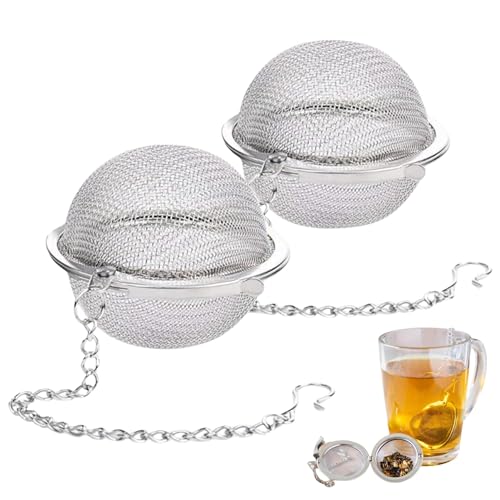 2 Stück Teesieb 4,5 cm Teeei mit Kette 304...