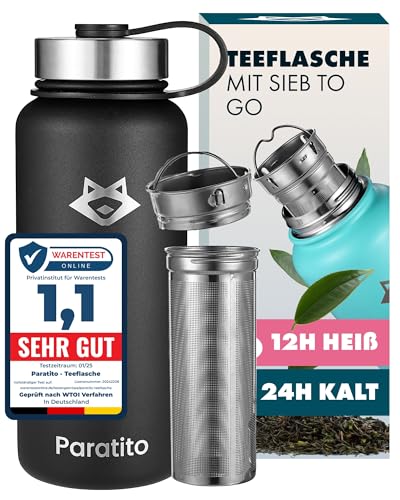 PARATITO® Teeflasche mit Sieb 1L –...
