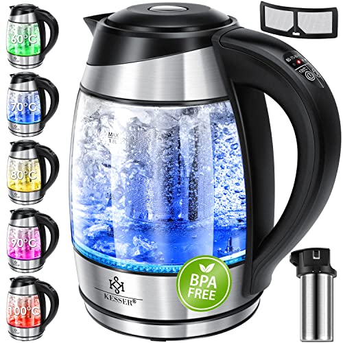 KESSER® Wasserkocher 1,8L Edelstahl mit LED...